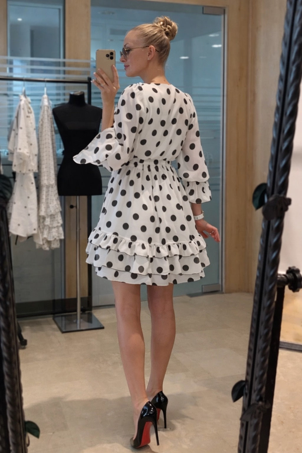 White Dress with Black Polka Dots