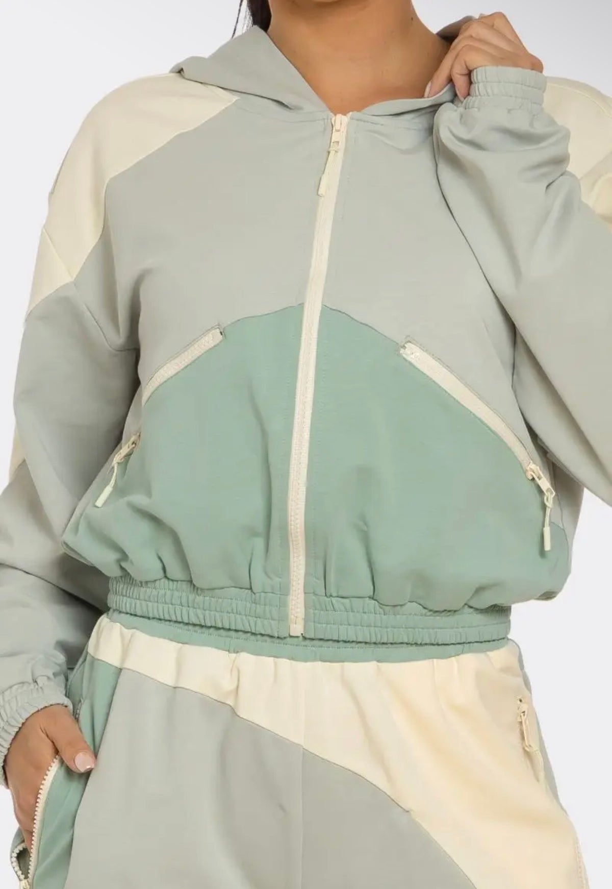 Color Block Wide Pant Set