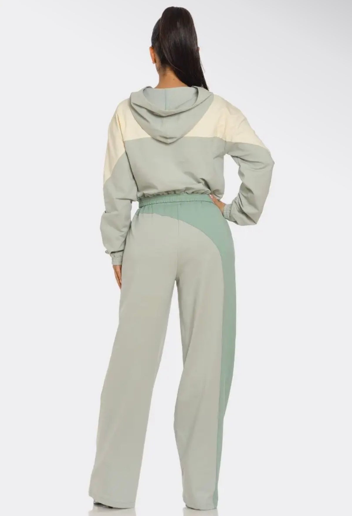 Color Block Wide Pant Set