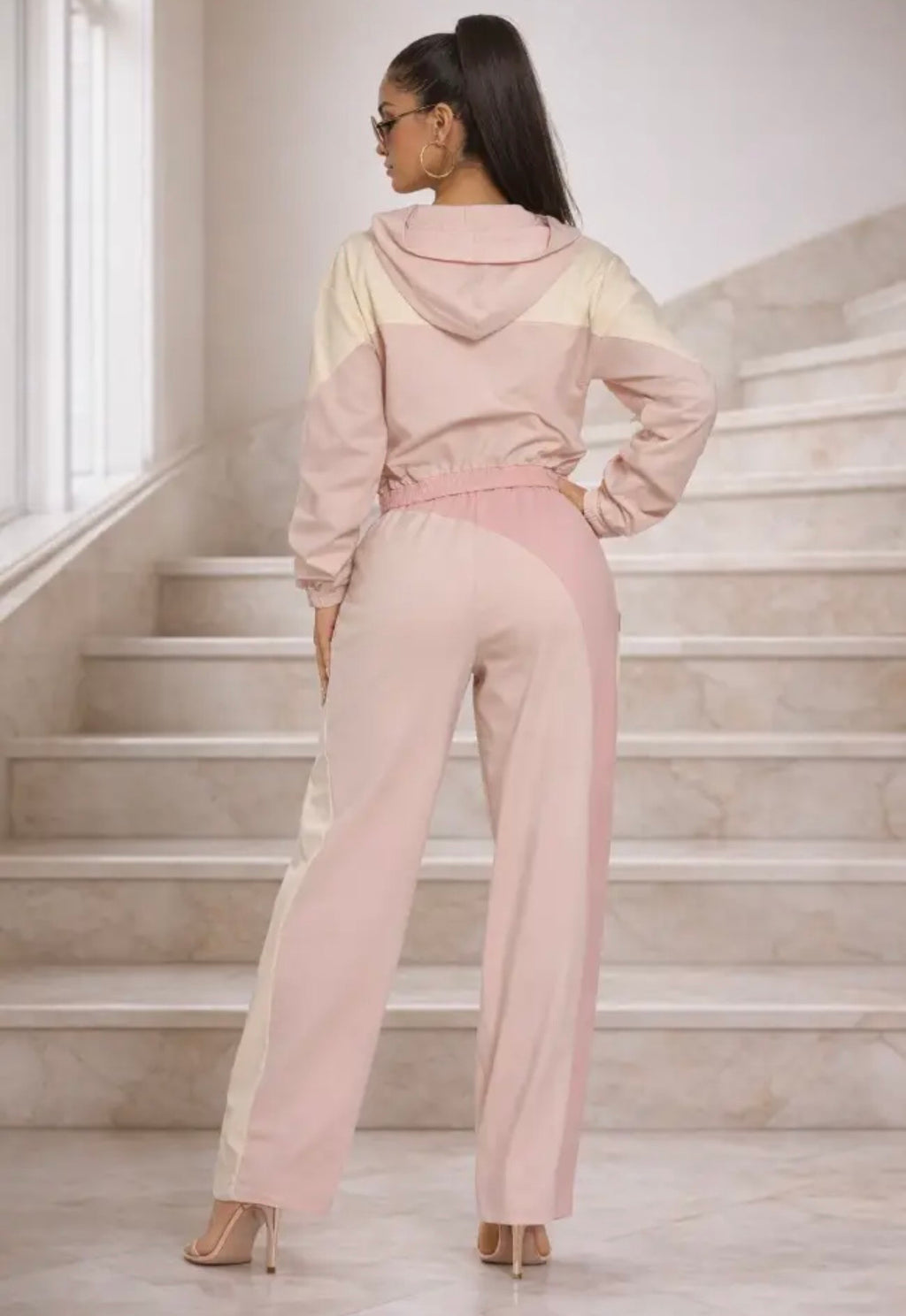 Color Block Wide Pant Set