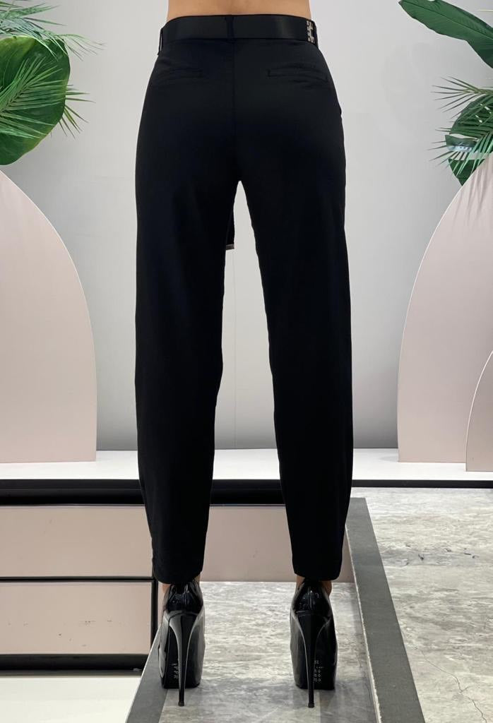 Black High-Waisted Pants with Belt