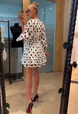 White Dress with Black Polka Dots