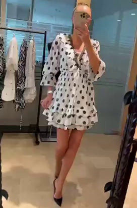 White Dress with Black Polka Dots