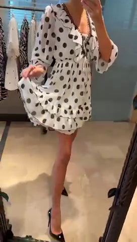 White Dress with Black Polka Dots
